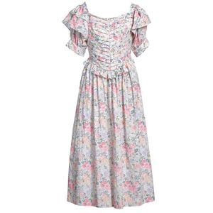 BATSHEVA x LAURA ASHLEY Floral Cotton Poplin Eden Maxi Dress Puff Sleeve